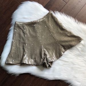 Guess by Marciano Sequin High Waist Gold Flounce Shorts 4